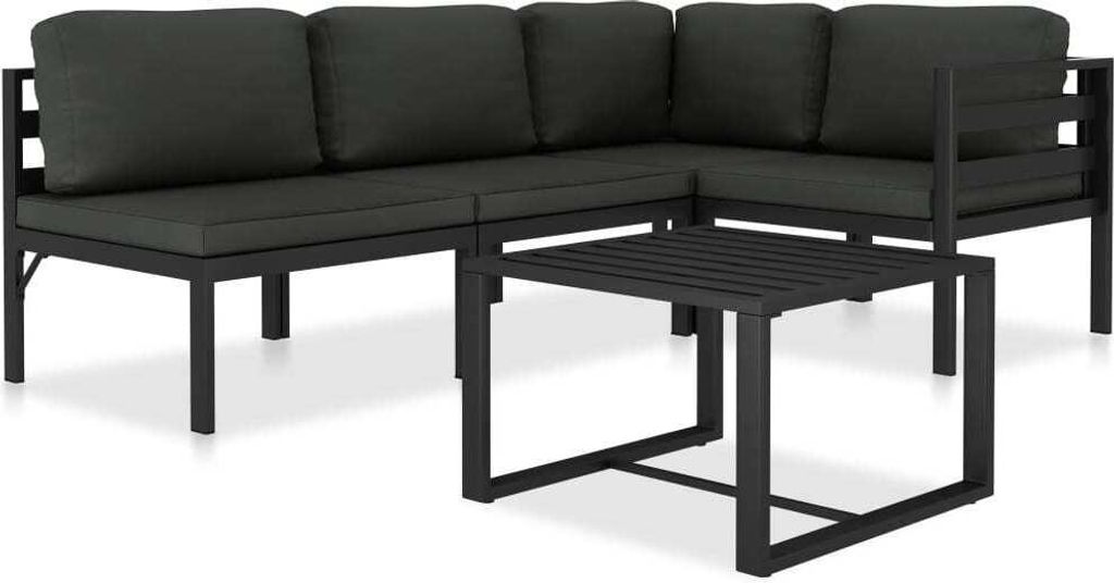 5-tlg. Garten-Lounge-Set mit Kissen Aluminium Anthrazit