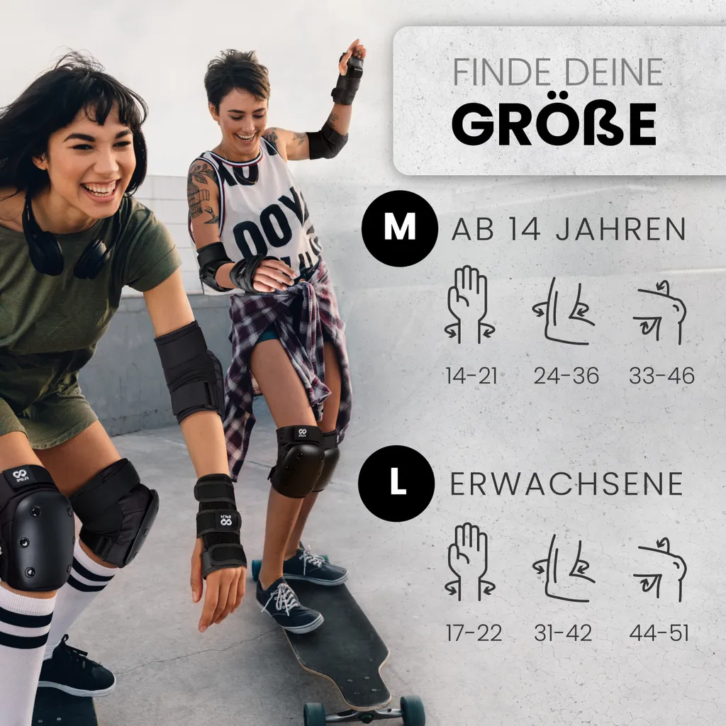 Protections skateboard et roller avec coques robustes et mousse EVA