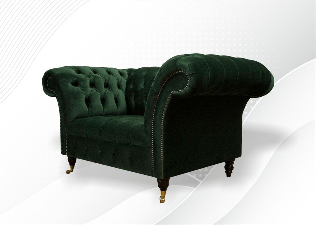 Chesterfield Lounge Club Sessel Couch Polster Couch 1 Sitzer Möbel Sofa Samt Neu