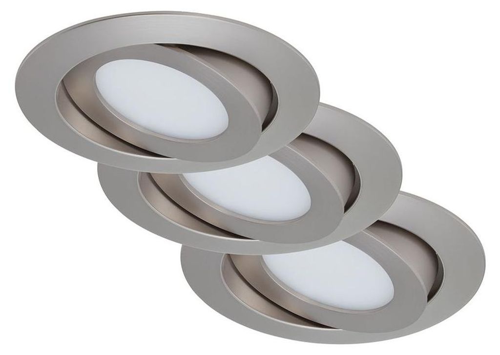 set di 3 luci LED da incasso, Ø 10,6 cm, 4,8 W, nichel Immagine del prodotto 
