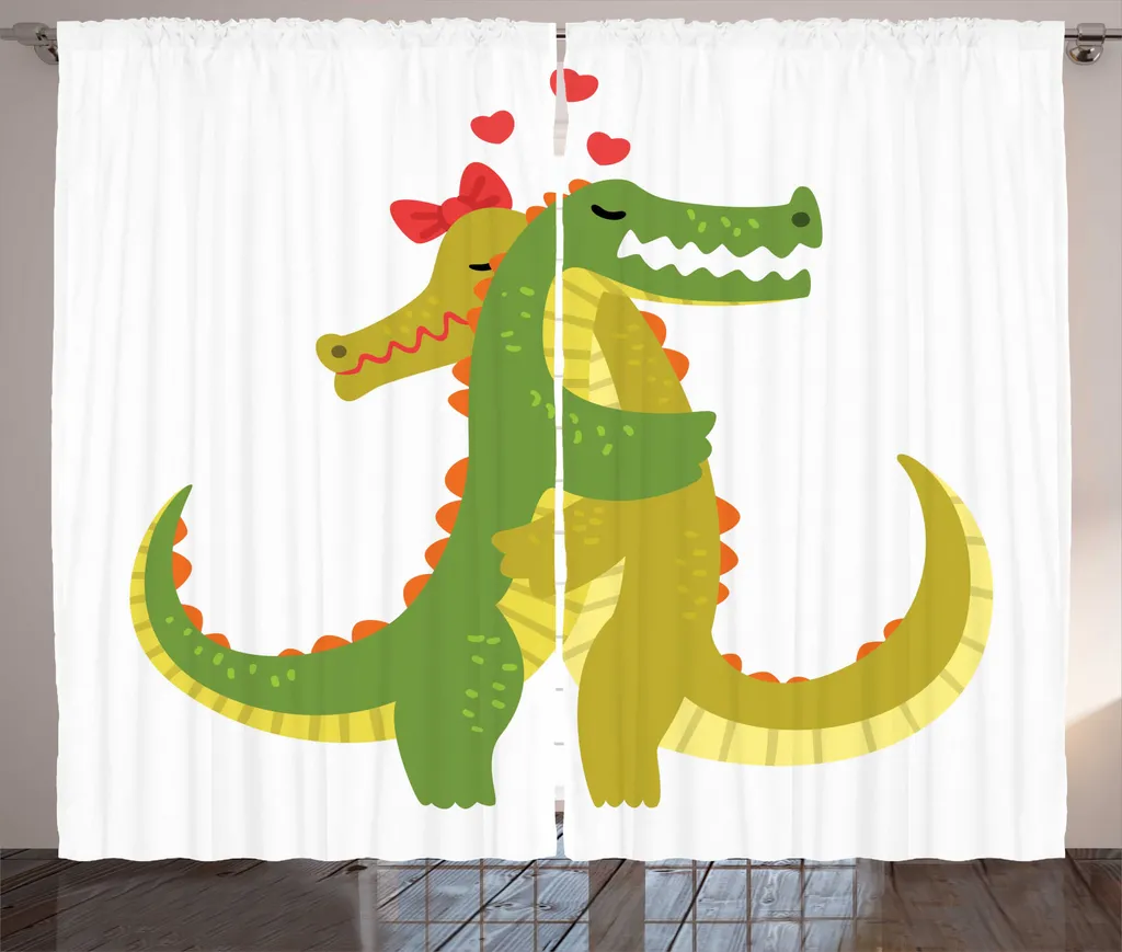 ABAKUHAUS Crocodile Rideaux Rustiques Kaki Vert Tilleul 280 x 225 cm