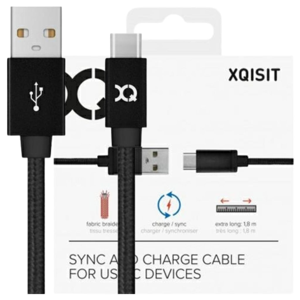 Xqisit Cable Coton Usb C 3.0 Czarny/Black 1.8M 27749 Image du produit 
