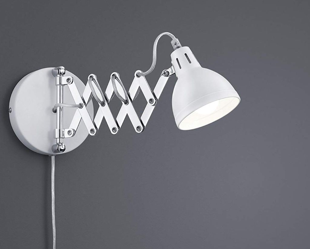 Retro LED Wandleuchte mit Scherengelenk und rundem Metall Produktbild 