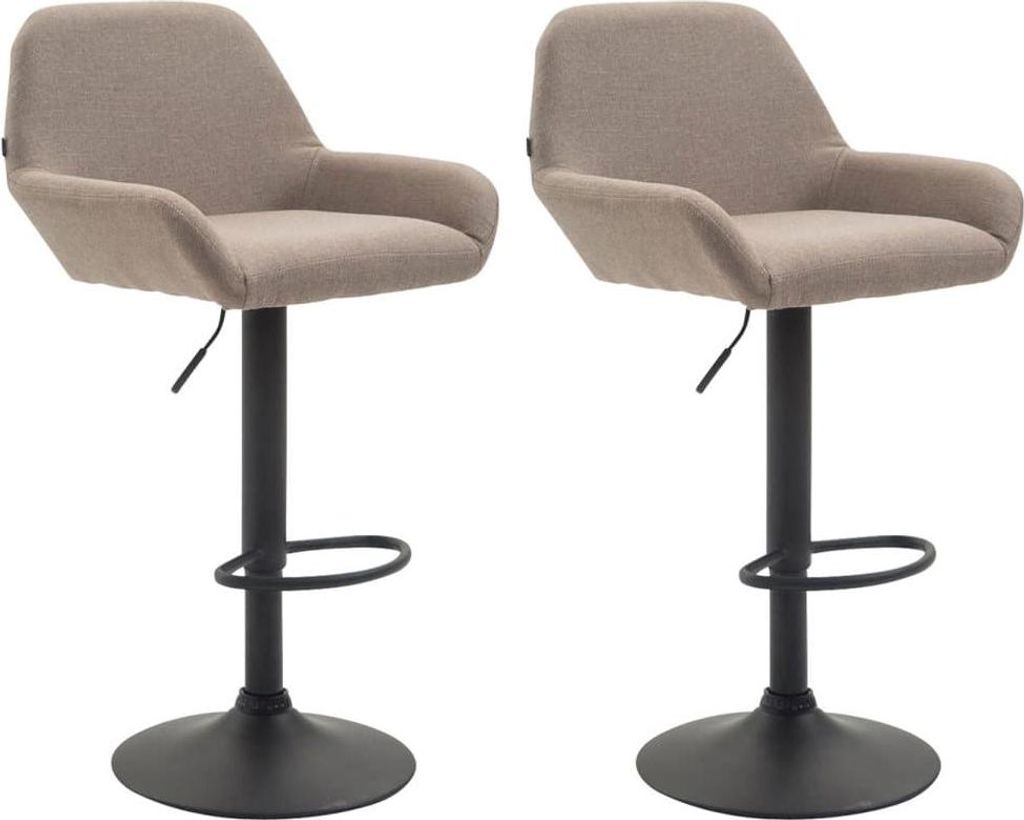 Set mit 2 verstellbaren Barhockern – Barhocker – bequeme Rückenlehne und Fußstütze | Farbe: Taupe | Grundfarbe: Schwarz