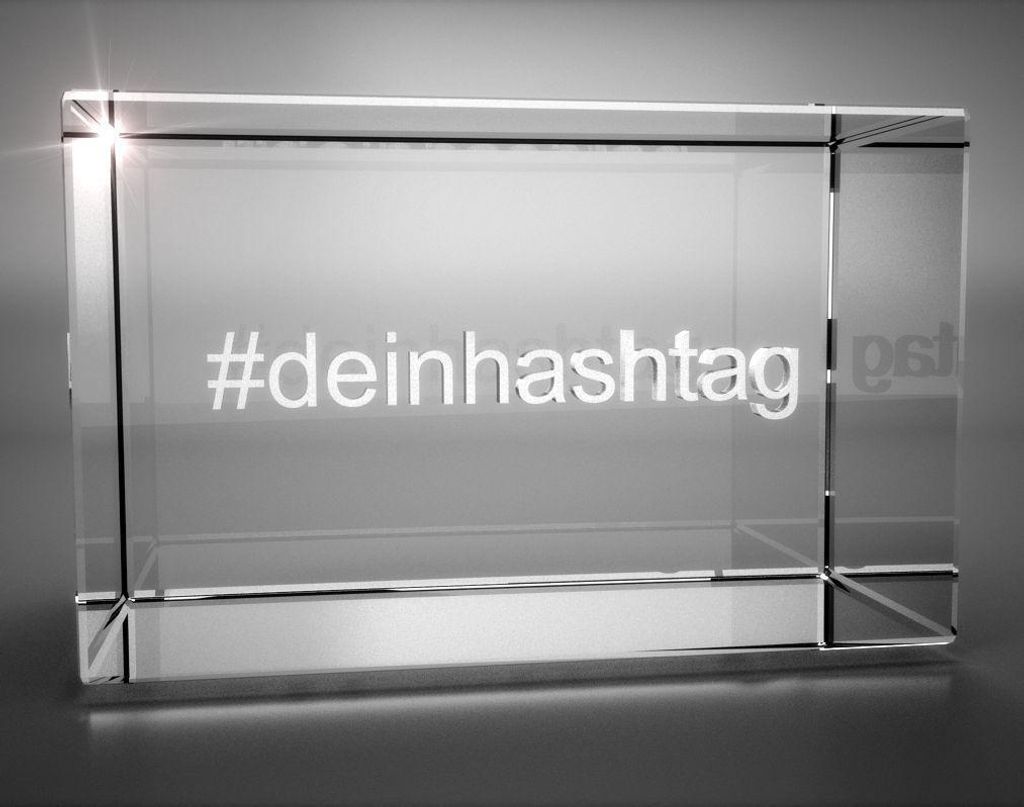 3D Glasquader   Motiv Hashtag   Persönliches Hashtag Produktbild 