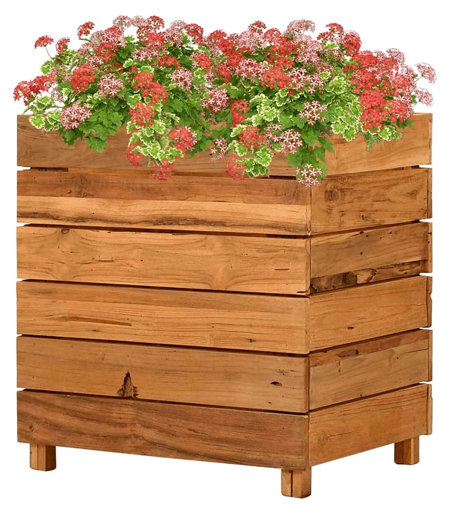 Hochbeet 50x40x55 cm aus Teakholz und Stahl, Palettenrahmen, Hochteich, Gemüsebeet, Kräuterregal für Balkon, Blumenbeet, Kräuterspirale, Tomate...