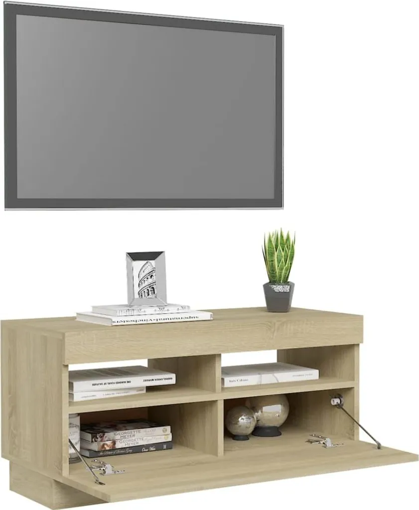 Mobile Supporto TV 80x35x40 cm Rovere Sonoma - Robustezza e LED - 4