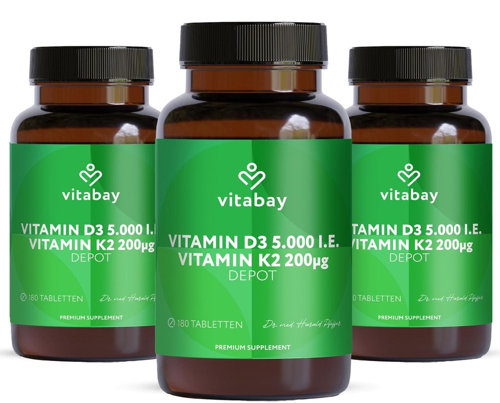 Vitabay Vitamin D3 + K2 Depot – 540 vegane Tabletten – Produktbild 