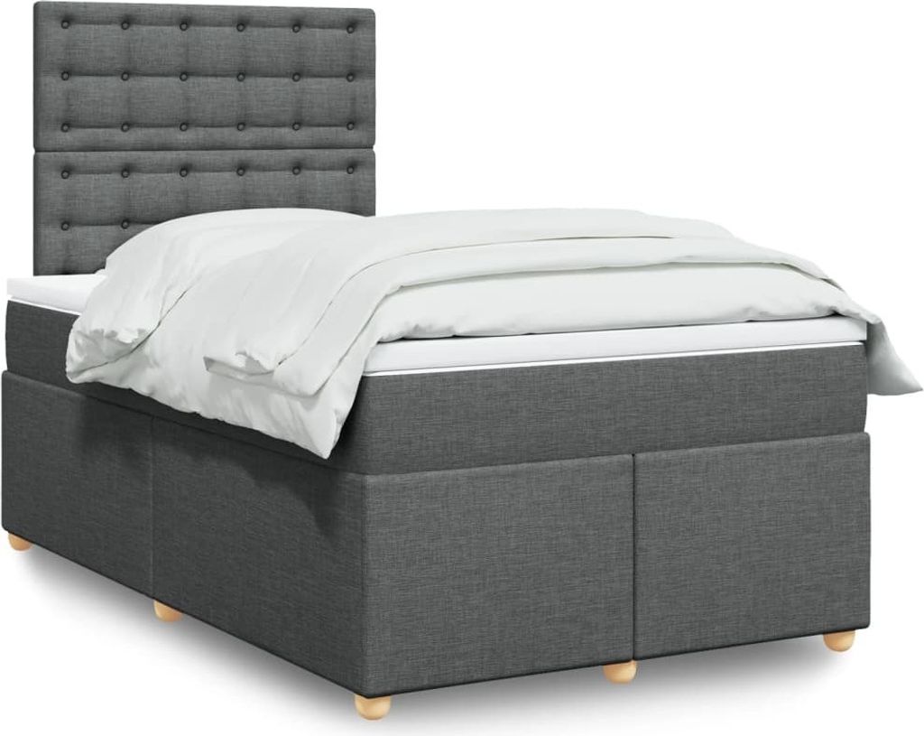 Design Boxspringbett mit Matratze Dunkelgrau 120x200 cm Stoff, Klassische Betten 2024 Neu
