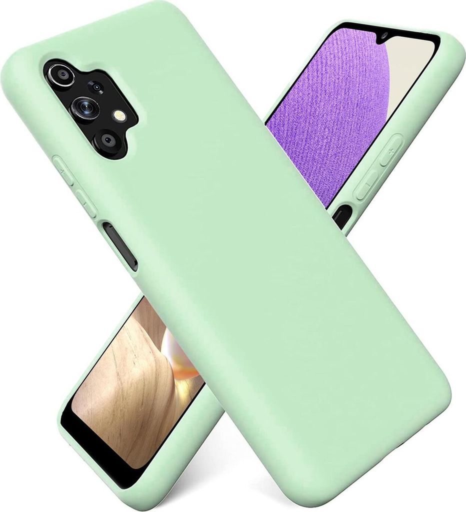 Conie TPU Schutzhülle für Samsung Galaxy A32 5G Tasche Case Cover Bumper Silikon Mikrofaser Inlay Hülle in Grün matt