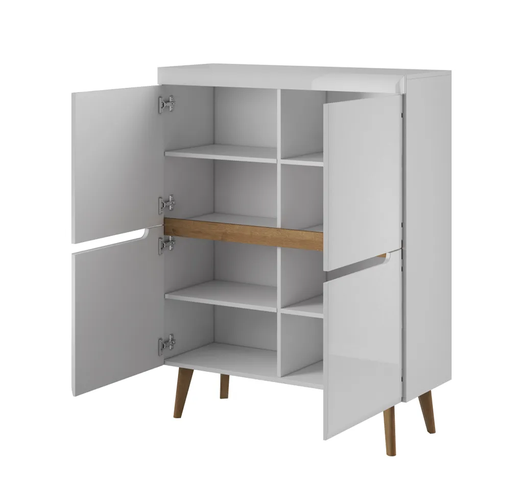 Commode blanc brillant avec corps mat design moderne 107x137 cm - 2