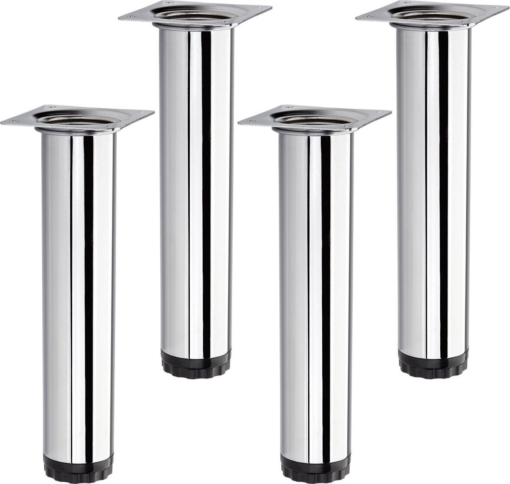 4 Stück Möbelfüße BRAVO Höhe 200 mm (+ 10 mm) Ø 40 mm Chrom Produktbild 