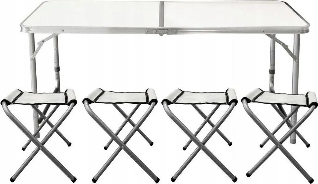 Table de camping valise anti-encombrement avec 4 sièges solides