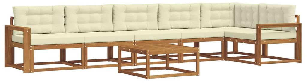 (Robust Möbel)Outdoor-Sofa garnitur moderne - Balkonmöbel/Gartenlounge-Set - robust und langlebig - mit Kissen 7 pcs Natur und Creme - Gartensofa...