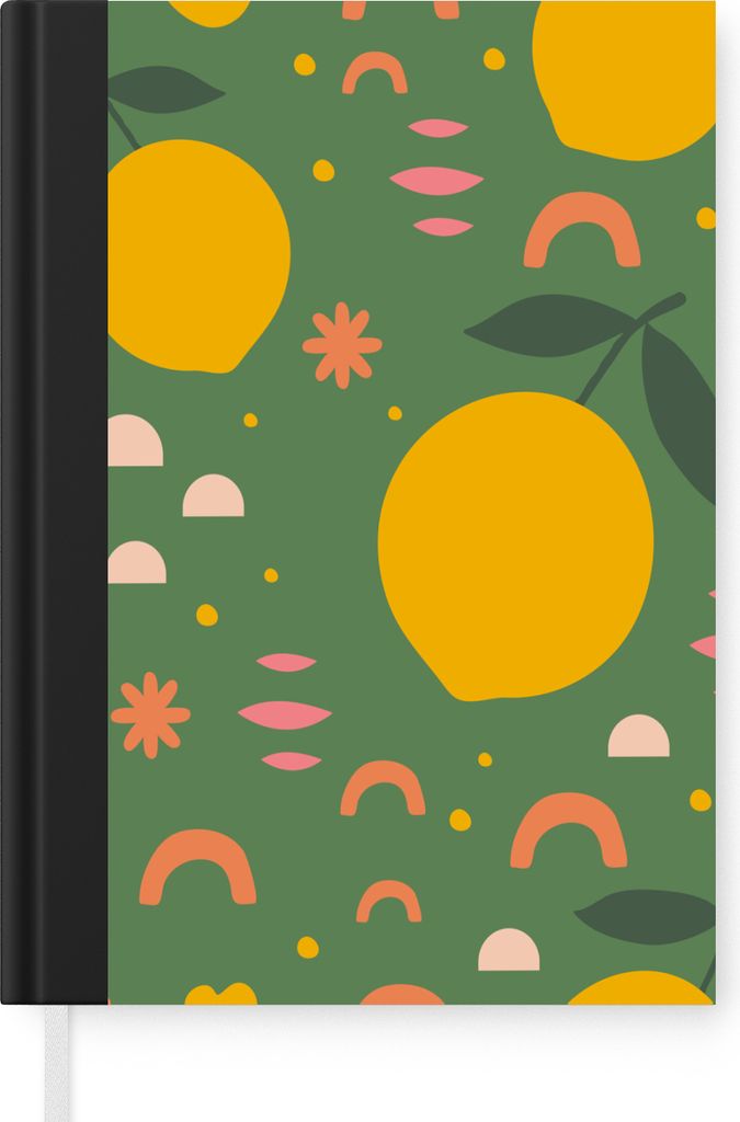MuchoWow Notizbuch Tagebuch Haushaltsbuch Notebook A5 Zitrone - Zitrusfrüchte - Muster - Notizblock - Notizheft - Notebook - Schreibblock - Papier