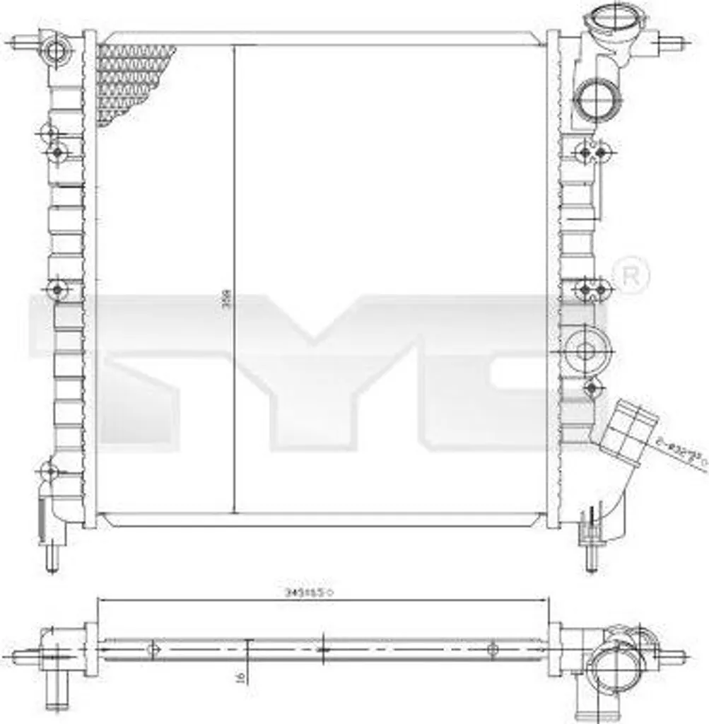 Radiateur Alu TYC 728-0029 Haute Résistance - Équivalent OE 7701034767