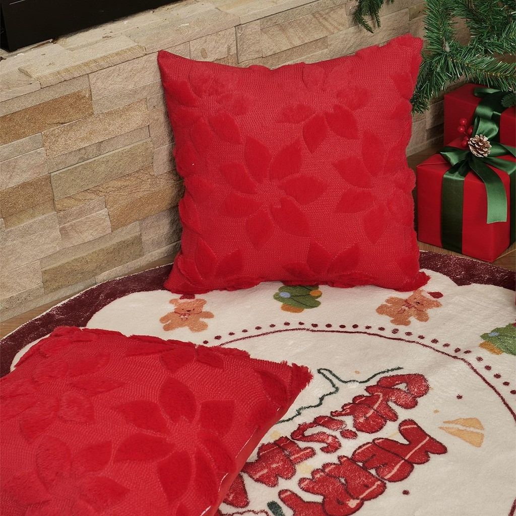 INF Weihnachtskissenbezug 40x40 cm - Festliche Dekokissenhülle für Sofa, 1 Stück Rot