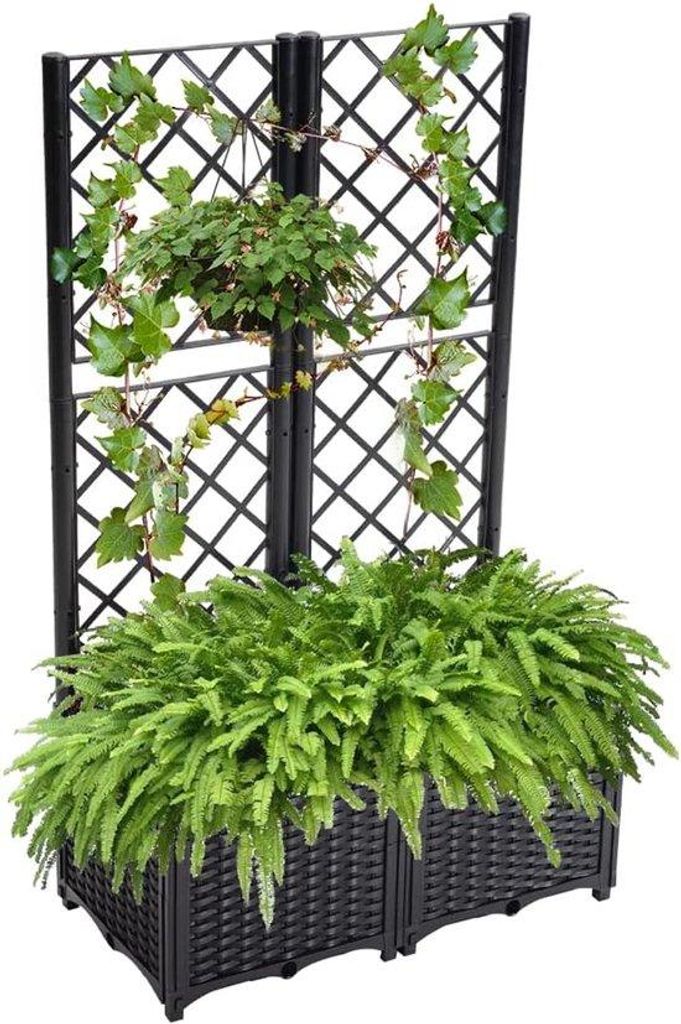 Lattenrahmen-Blumenkasten - schwarz - Polyester - Garten- und Balkon-Blumenkiste - 136 × 80 × 40 cm