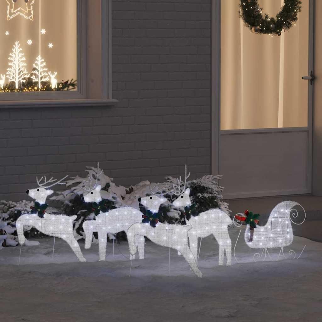 "Schlussverkauf" LED Rentiere 5 Stück - zu Weihnachten - Silber Stoff C13057
