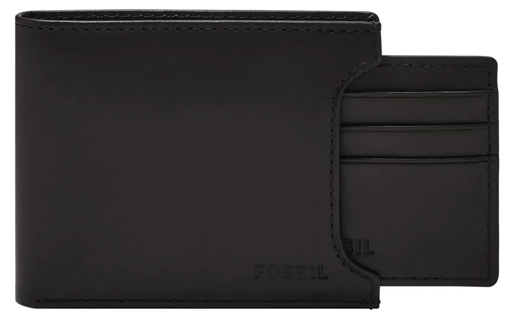 Portefeuille Homme en Cuir Noir Fossil Derrick avec Porte-carte Amovible