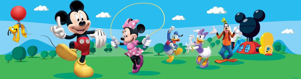 Disney selbstklebende Tapetenbordüre Micky Maus Grün und Produktbild 
