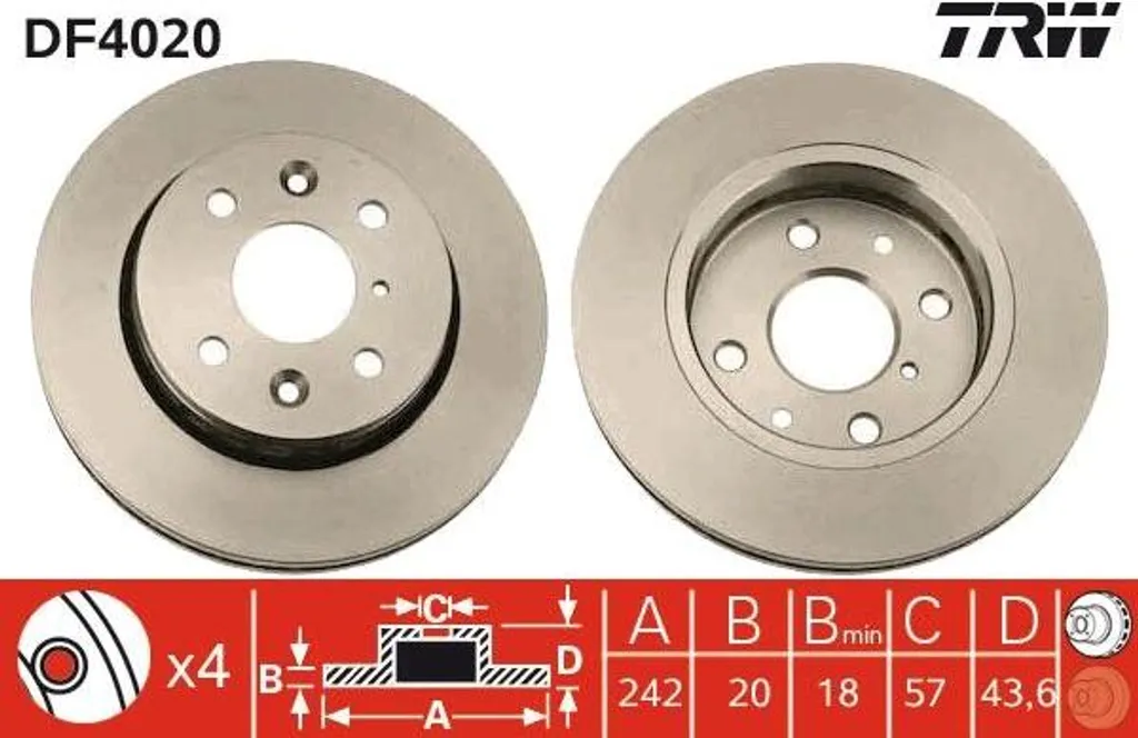Disque de frein TRW DF4020 OE OK20A33251 pour Sephia et Shuma
