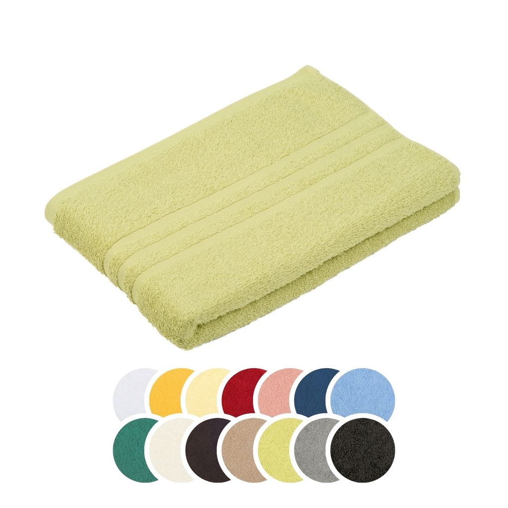 liebling Badetuch, 100% Baumwolle, mit Schlaufe, formstabil, weich, Serie Borkum, 100 x 150 cm, 60 Grad waschbar, trocknergeeignet, limone