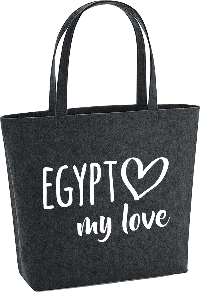 Huuraa Filzshopper Egypt my love 22 Liter Charcoal Melange Filztasche Geschenkidee