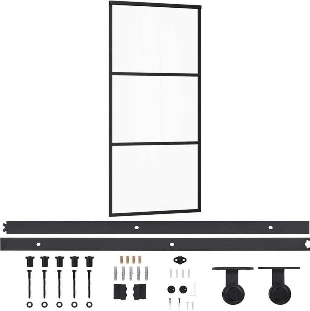 vidaXL Schiebetür mit Beschlag ESG-Glas & Aluminium 90x205 cm
