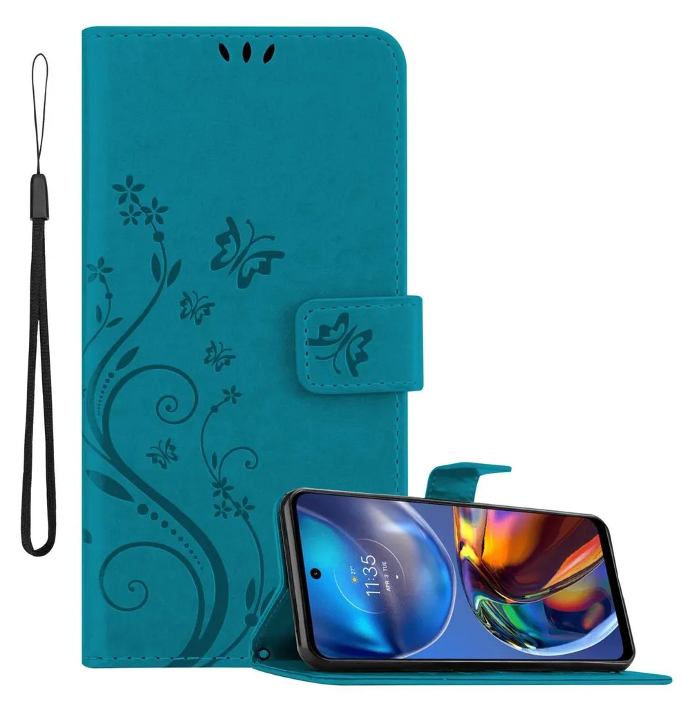 Custodia Motorola Moto E32S Floral Blue Cadorabo Elegante Slim Case