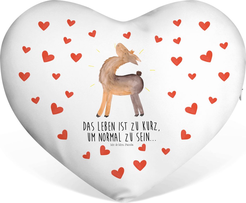 Mr. & Mrs. Panda Herz Kuschelkissen Lama Stolz - Weiß - Geschenk, Family, Valentinstags Kissen, Sofakissen, Dekokissen, Hippie, dekoartikel, Partn...