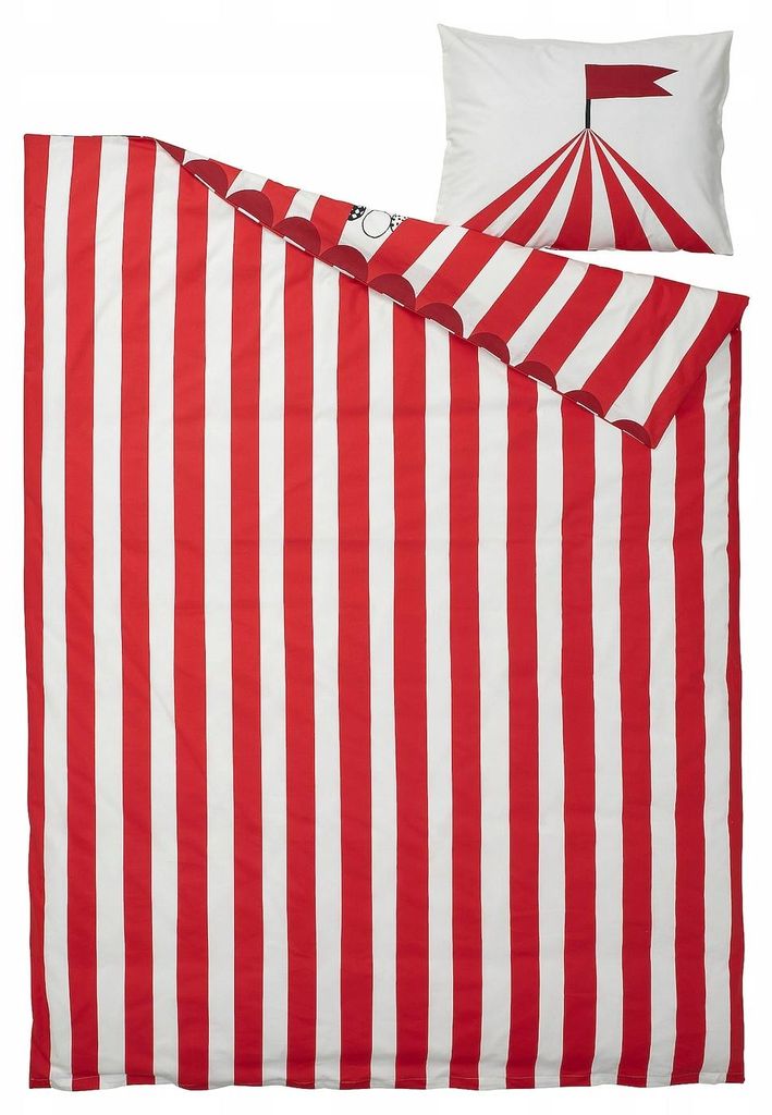 IKEA BUSENKEL Bettwäsche-Set Zirkusmotiv Rot 150x200