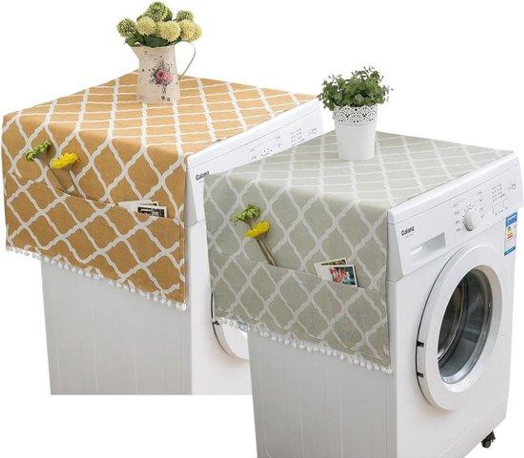 Waschmaschinenhülle mit Taschen, Waschmaschinenabdeckung, Staubschutz für Waschmaschinen, Kühlschränke und Wäschetrockner, Abdeckstoff im Land...