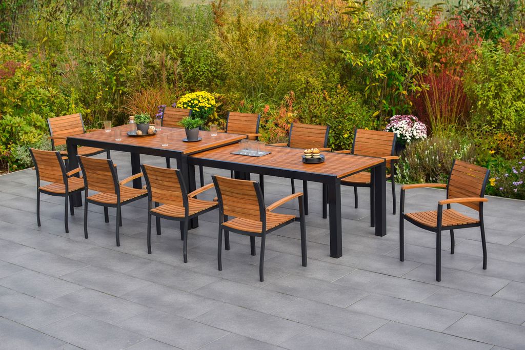 Merxx Gartenmöbel Set Santorin 11tlg., 10 Klappsessel, Flex Produktbild 