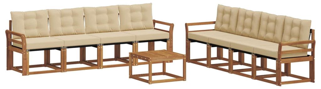 vidaXL Outdoor-Sofagarnitur mit Kissen 9 pcs Natur und Beige