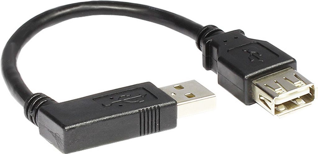 Verlängerung USB 2.0 Stecker A 90° nach links abgewinkelt an Buchse A, 0,15m, Good connections