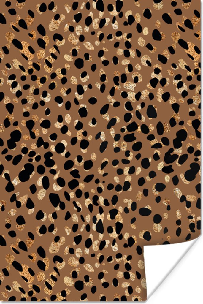 MuchoWow Poster Leopard - Tiermuster - Braun - Gold 20x30 cm - Papierdruck