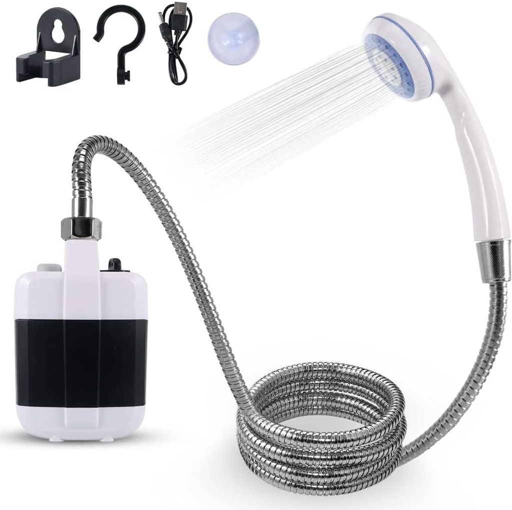 Campingdusche, Tragbare Campingdusche, Dusche mit Pumpe für Camping mit wiederaufladbarem Akku für Camping, Reisen, Garten,Haustierreinigung,Strand