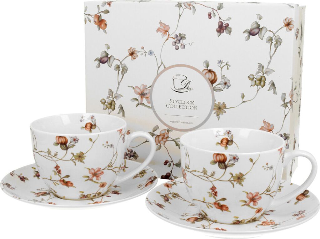 DUO FLORAL 2er-Set Tassen 280 ml SAFA mit Untertassen, New Produktbild 