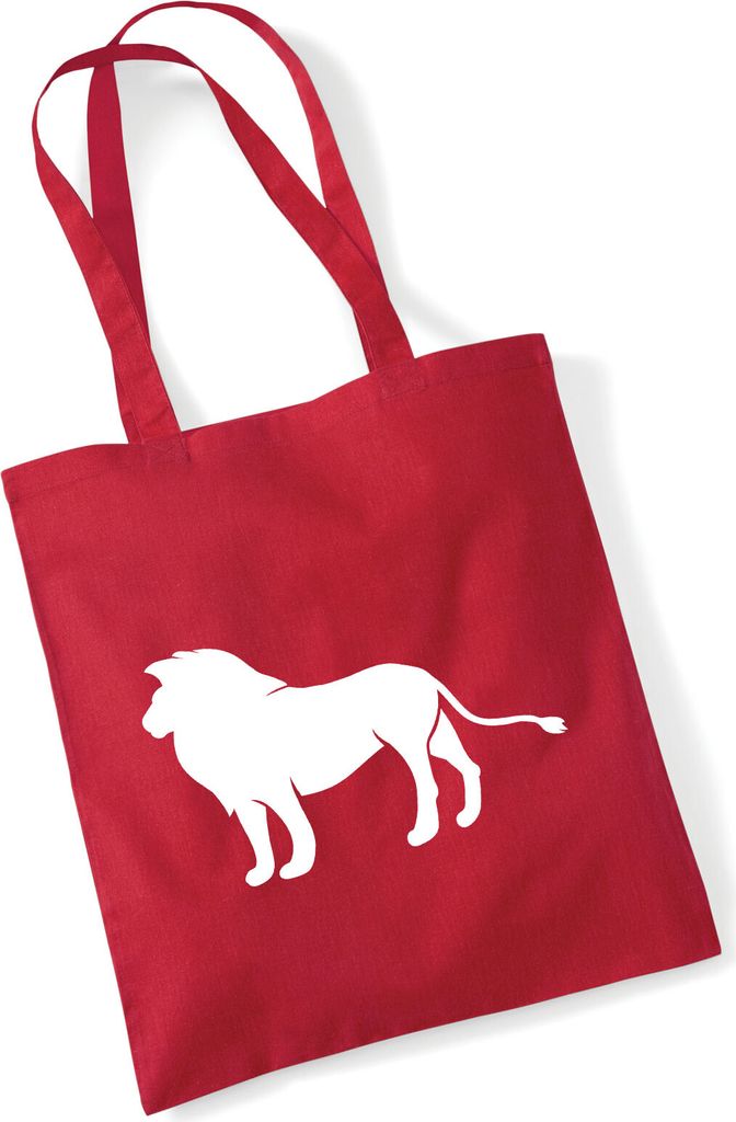 Huuraa Jutebeutel Löwe Silhouette 10 Liter Classic Red Baumwolle Tasche Geschenkidee