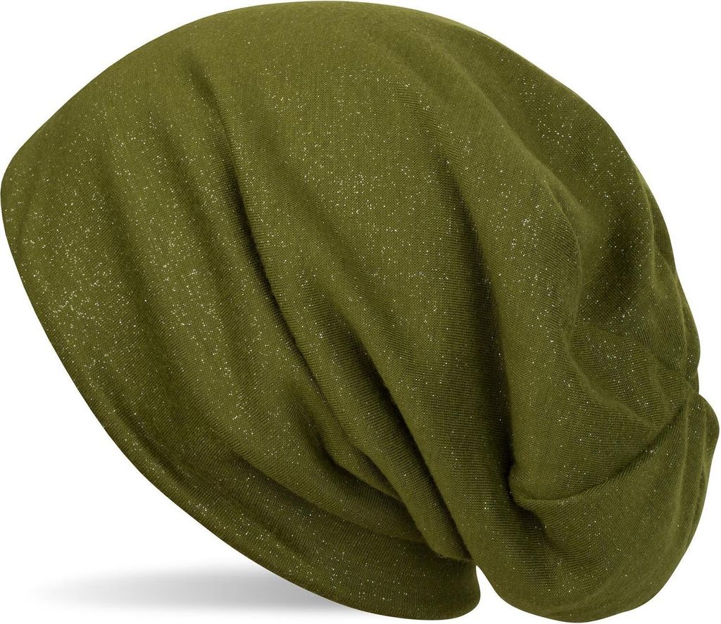 styleBREAKER Damen Beanie Mütze mit All Over Glitzer in Unifarben, Glitzermütze, Leichte Stoffmütze Einfarbig 04024117