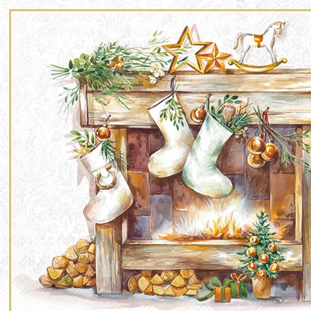 COZY FIREPLACE Gold Lunch-Servietten L1054909