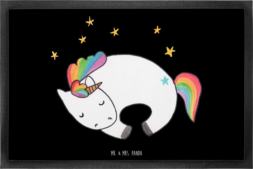 Mr. & Mrs. Panda Bodenvorleger Einhorn Nacht 60 x 90 cm - Schwarz - Geschenk, fußmatte, Menschen, Schmutzfänger, Unicorn, bodenmatte, Freundin, S...