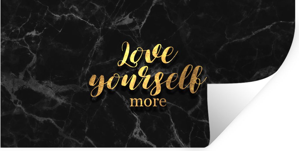 MuchoWow Wandtattoo Wandsticker Wandaufkleber Zitate - Liebe - Gold - Marmor 160x80 cm Selbstklebend und Repositionierbar - Sticker - Dekorfolie