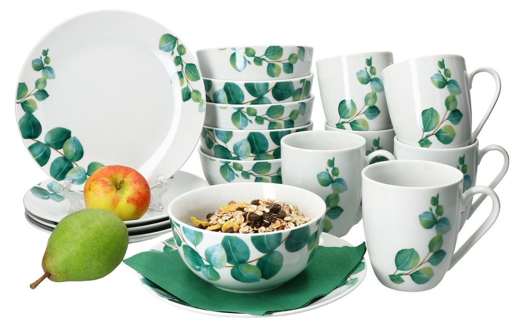 Eukalyptus 18dílná snídaňová sada porcelán 6 osob talíř Obrázek produktu 