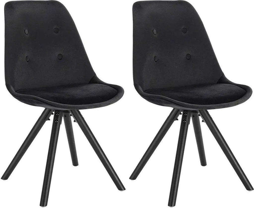Chaises confortables en velours noir lot de 2 pour éviter les maux de dos