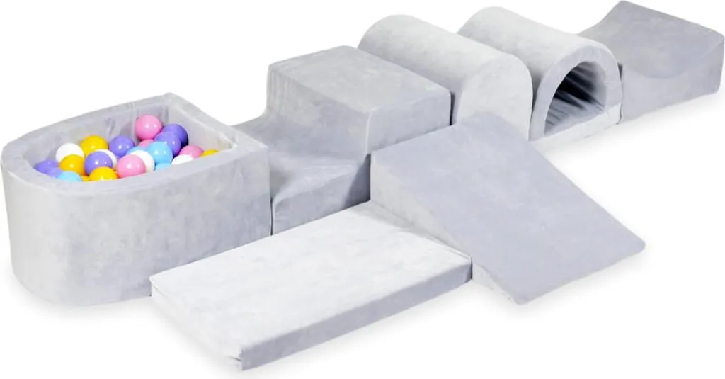 Grande aire de jeux modulable Micro Velvet gris avec piscine et balles