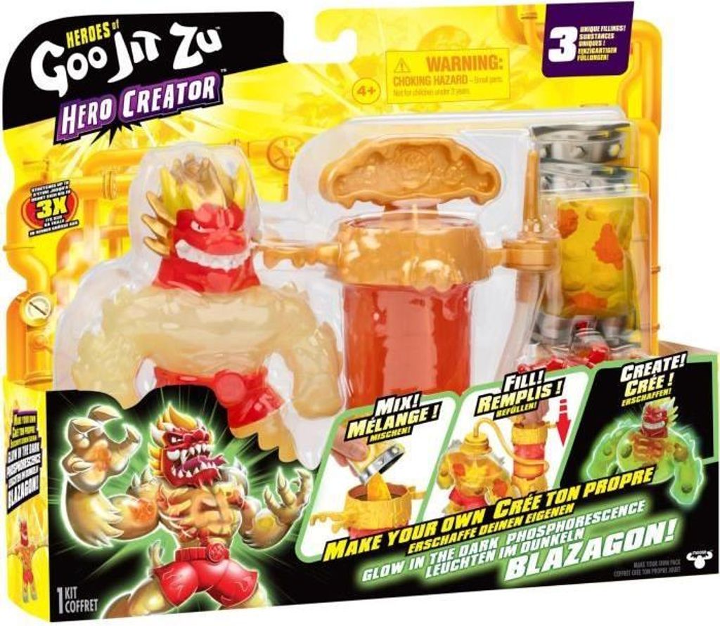 HERoeS OF GOO JIT ZU Blazagon Creator Rayon-X Figur, 11 cm, Mit Pumpe und 3 Zutaten, Dehnbar