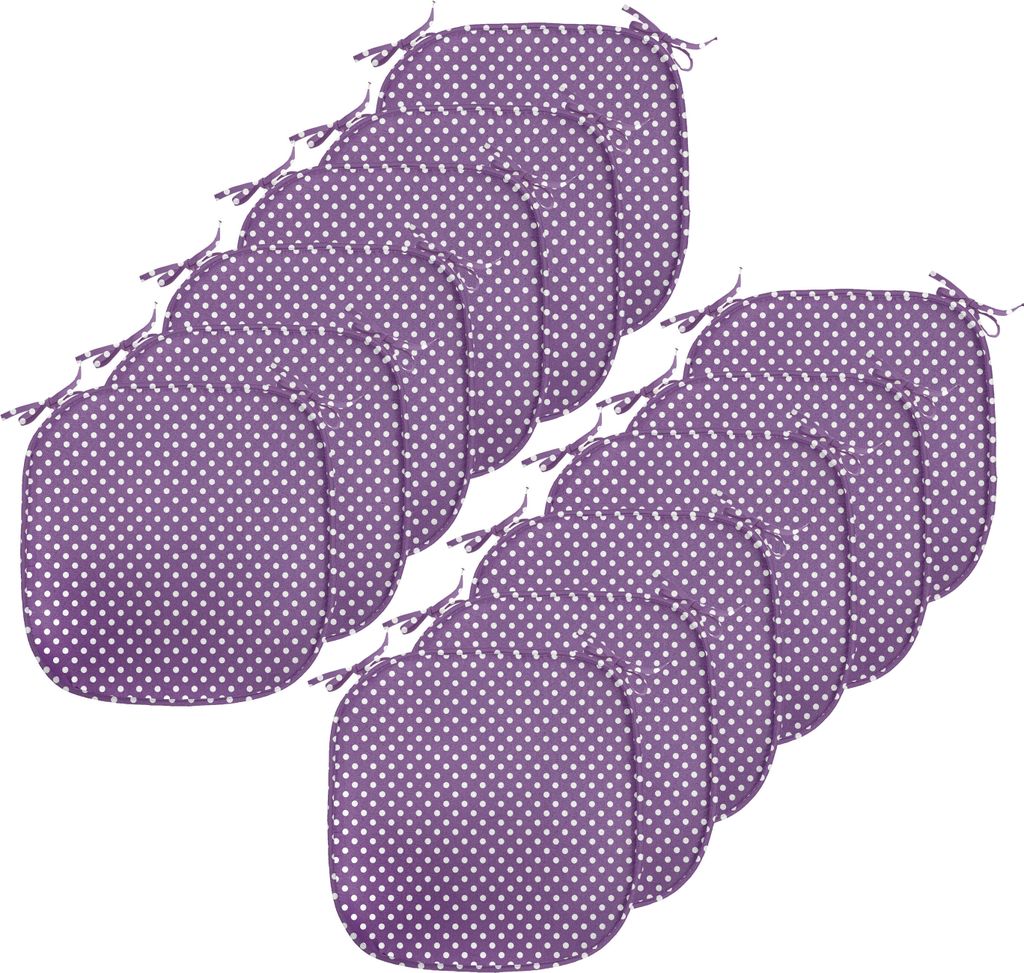 ABAKUHAUS Aubergine Polster für Esszimmerstühle, Weißer Tupfen Retro, Dekoratives wasserfestes Kissen mit Riemen für Küchensitze, 40 cm x 40 c...