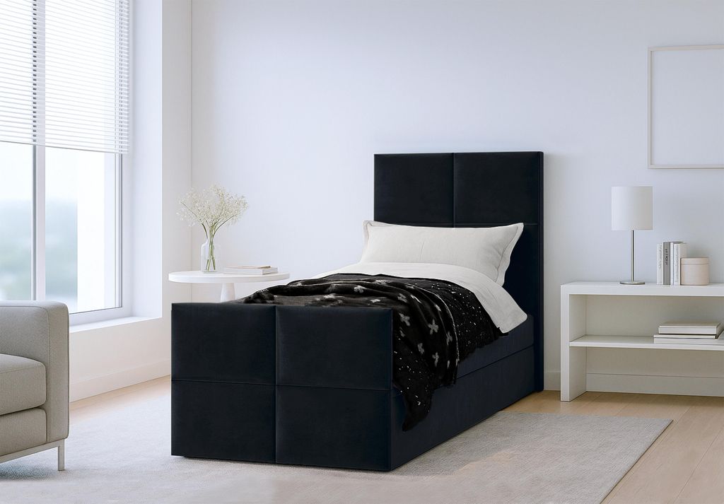 AX LIVING Boxspringbett Schwarz Aleyna Bett 90 x 200 mit Produktbild 